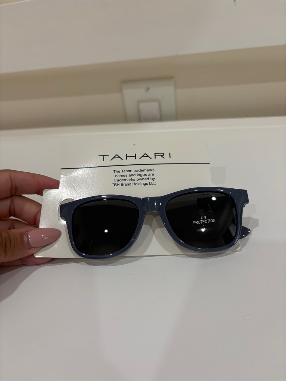 Tahari Grayish Blue Square Sunglasses with Black Lenses